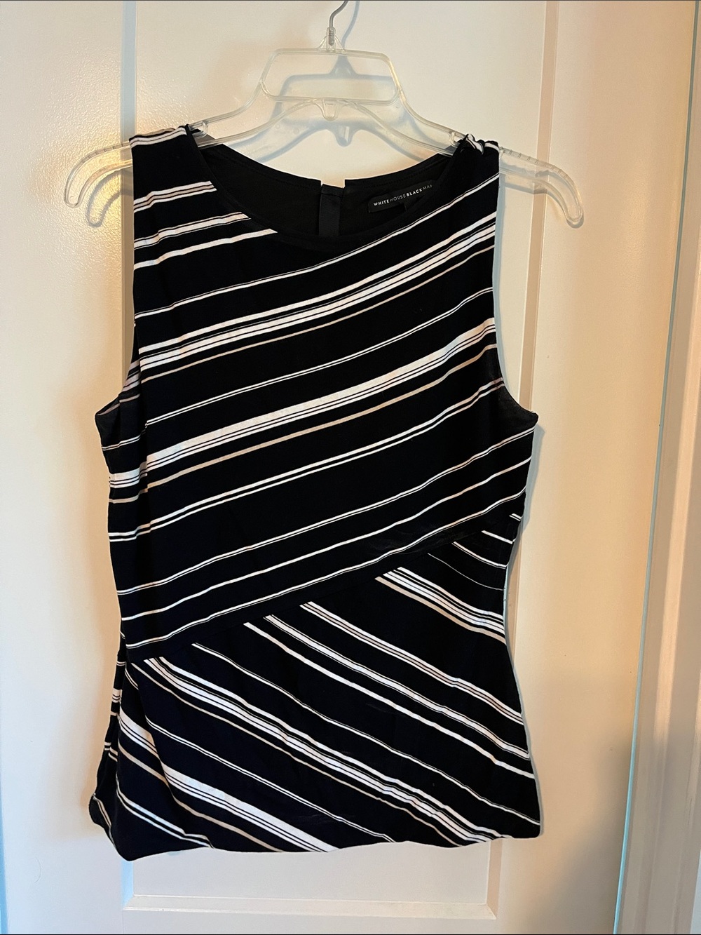 White House Black Market Black and White Striped Sleeveless Top